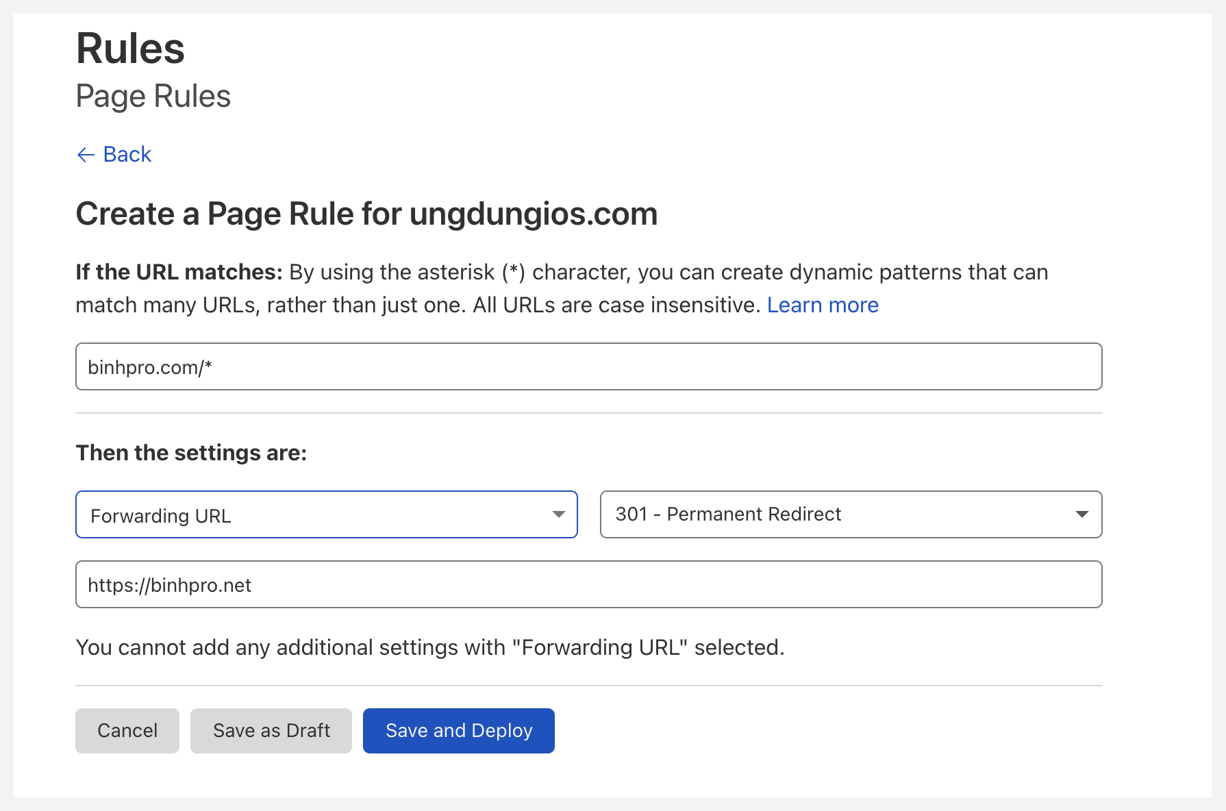 Page Rules Cloudflare