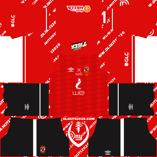 Al Ahly Sc (Egypt) Kit 2022-2023 - Dream League Soccer 2019 (Home Black Short)