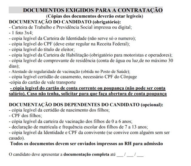 IRETAMA: OPORTUNIDADE DE EMPREGO!! EMPRESA CONTRATA OFICIAL E SERVENTE DE OBRAS...