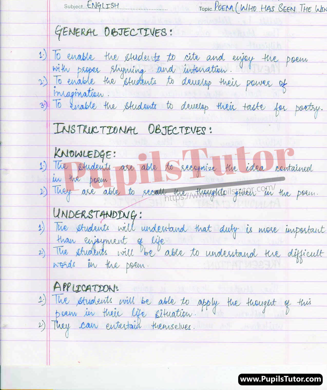 English Poem Lesson Plan For Class 4 On Who Has Seen The Wind (Poetry) – (Page And Image Number 1) – Pupils Tutor