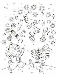 Bunnies and candies coloring sheet