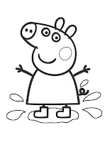 Peppa Pig  in a puddle coloring page