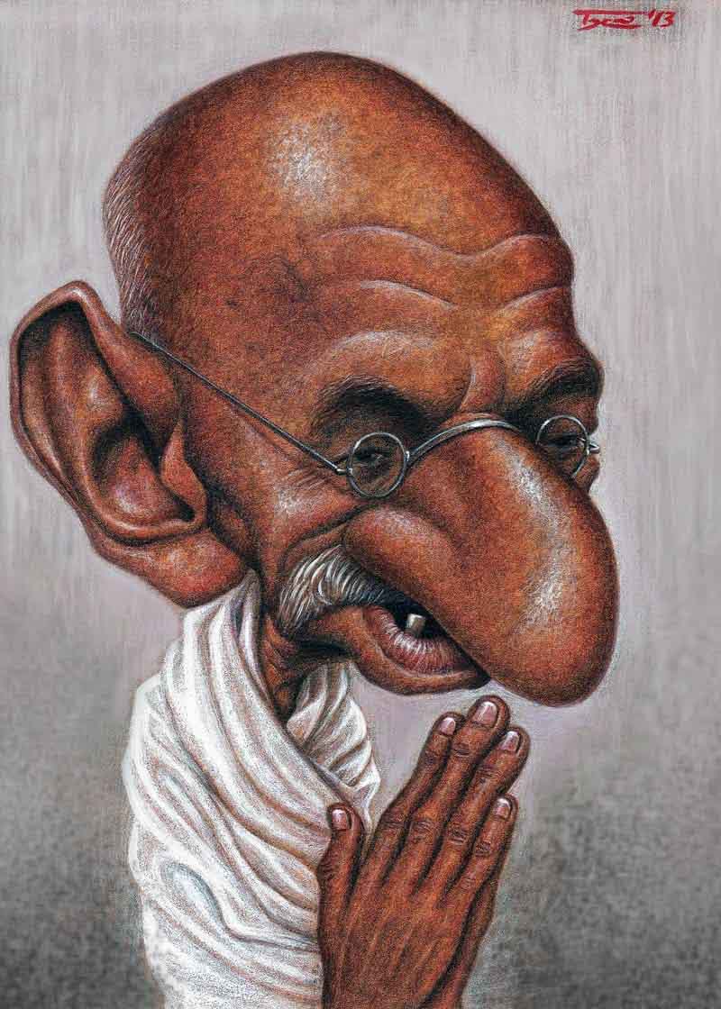 Egypt Cartoon .. Mahatma Gandhi .. Caricature By Walter Toscano - Peru
