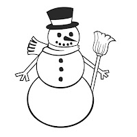 Snowman with a broom coloring page