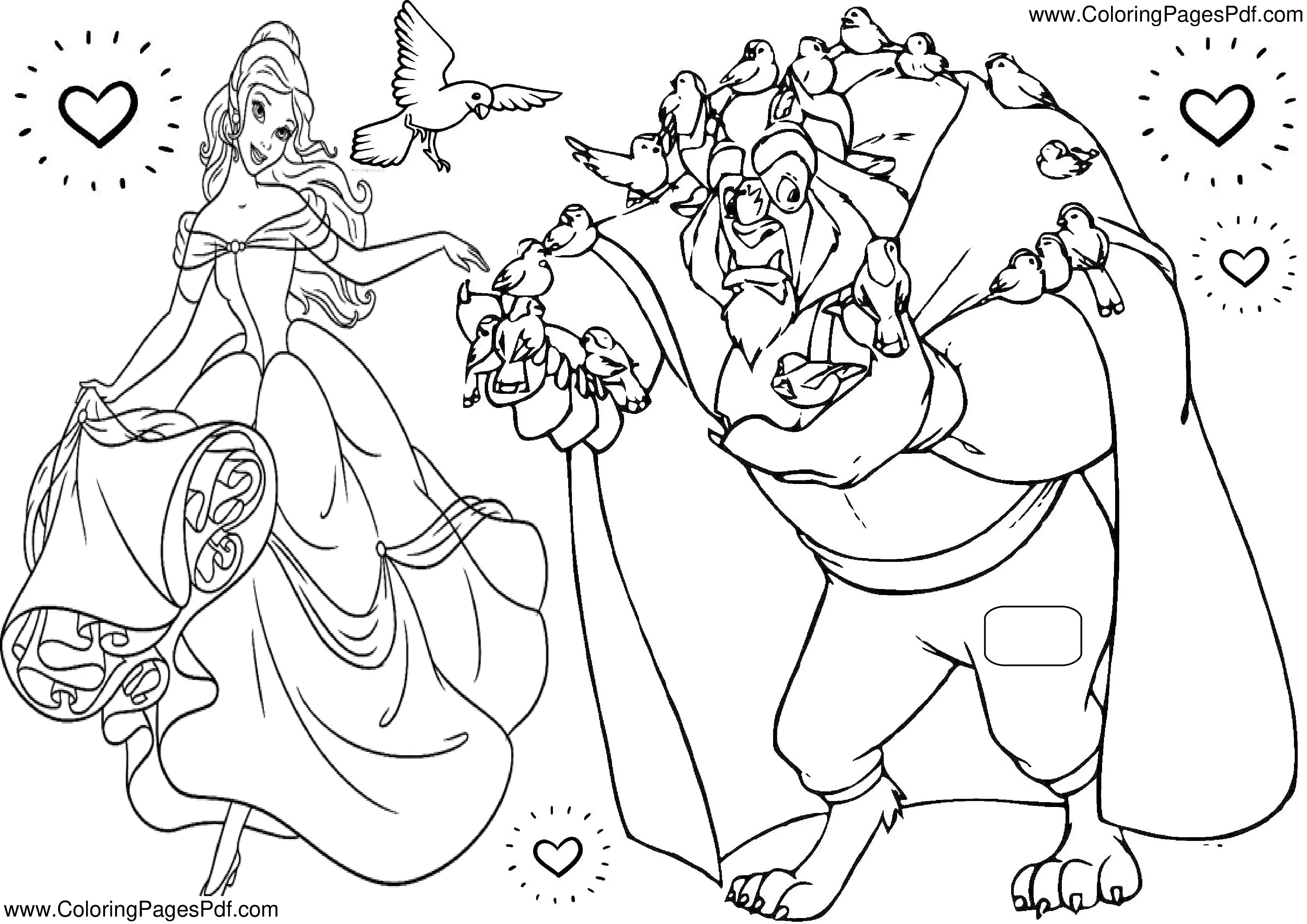 Beauty and the beast coloring pages for adults