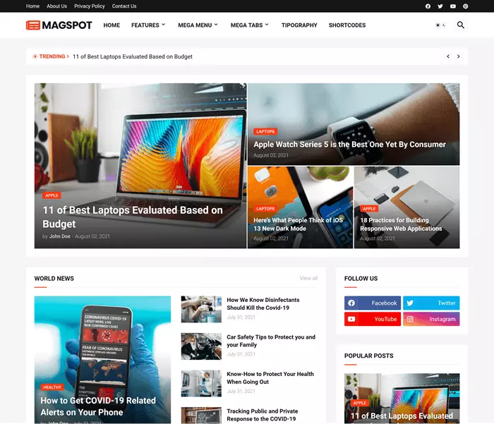 Magspot - Professional News & Magazine Blogger Template