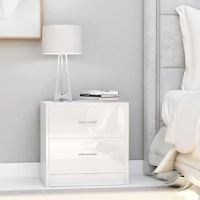 Nightstand 2 pcs glossy white with 2 drawers 40x30x40