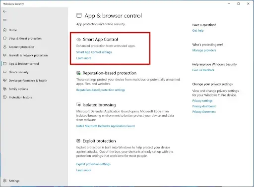 Kiểm soát ứng dụng thông minh (Nguồn: Microsoft)