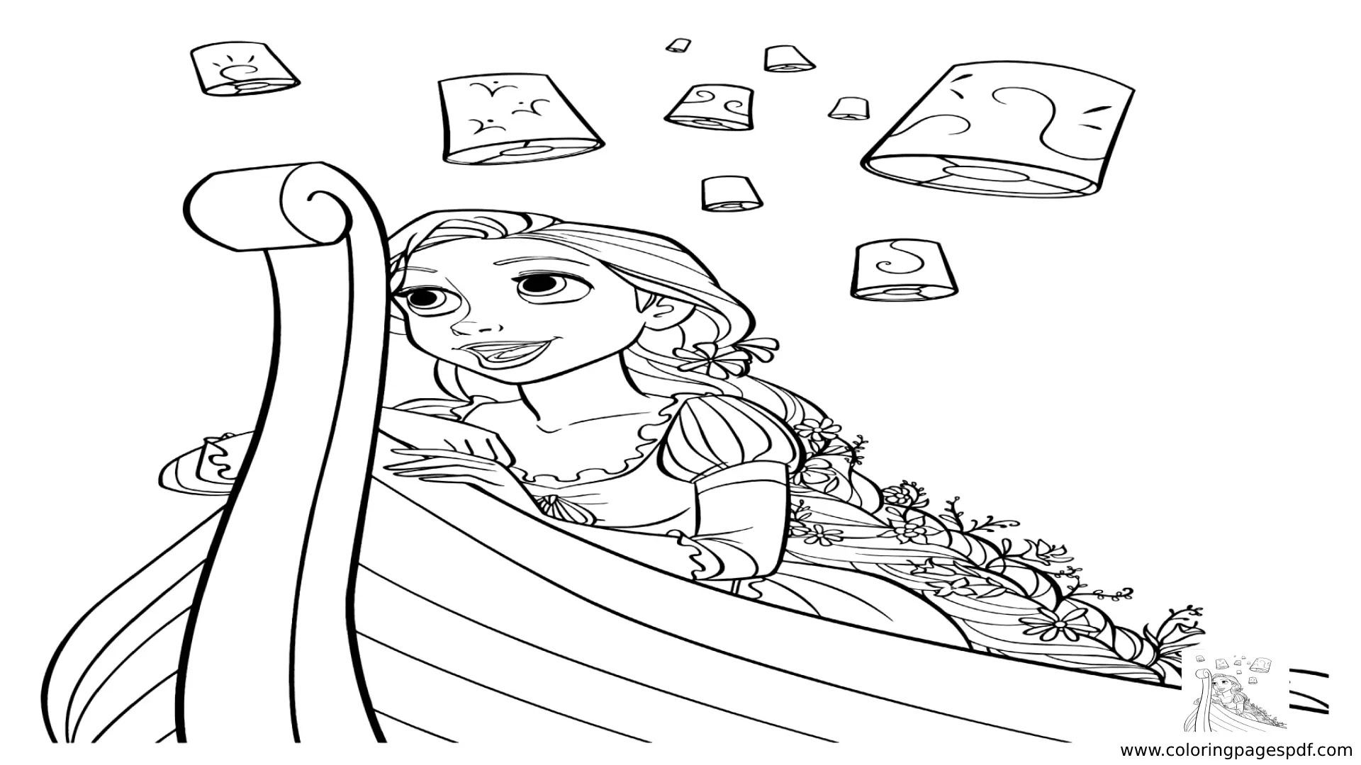 Coloring Pages Of Rapunzel On A Boat