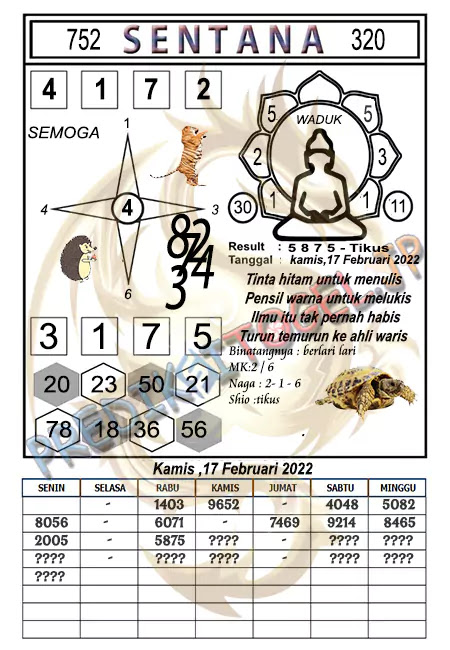 Prediksi Syair Sentana SGP Hari Ini 17-02-2022