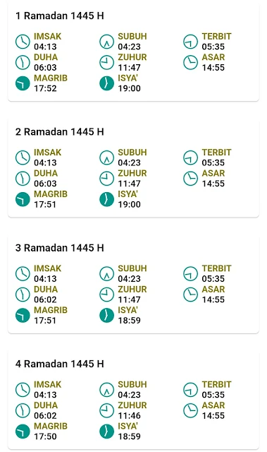 Jadwal Imsakiyah Ramadan 1445 H/2024 M Kota Madiun Provinsi Jawa Timur