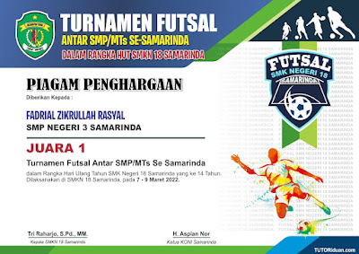 Desain Sertifikat Lomba Futsal CDR