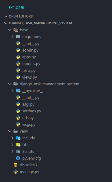 Folder structure after creating the base app.