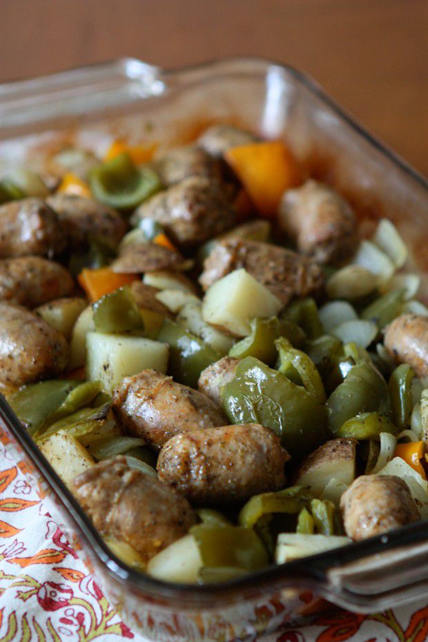 Roasted Italian Turkey Sausage, Potatoes and Peppers
