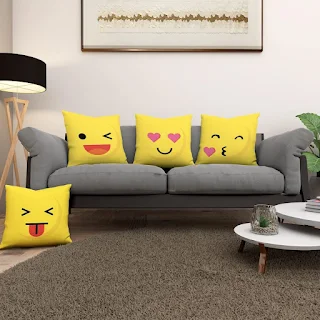 Capas de Almofadas Decorativas Emoji Kit 4 Peças