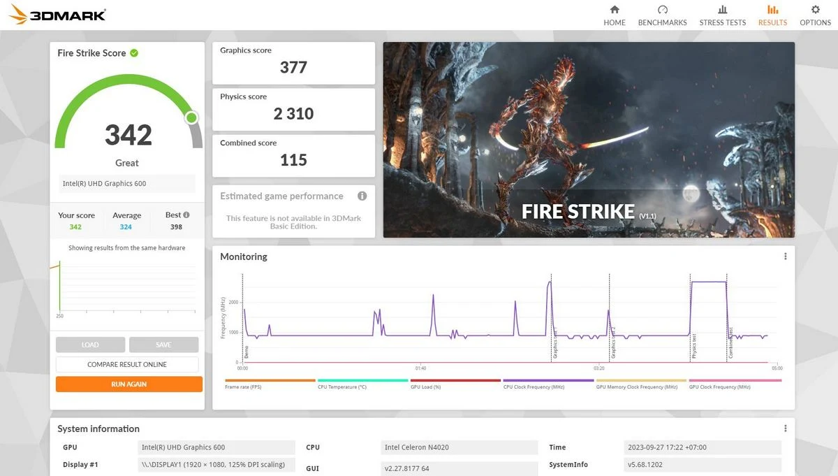 Benchmark Asus VivoBook 14 A416MAO FHD426