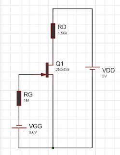 circuit diagram of fixed gate bias JFET with gate resistor