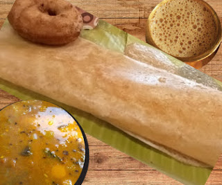 South Indian breakfast~ ghee dosa, sambar and filter coffee