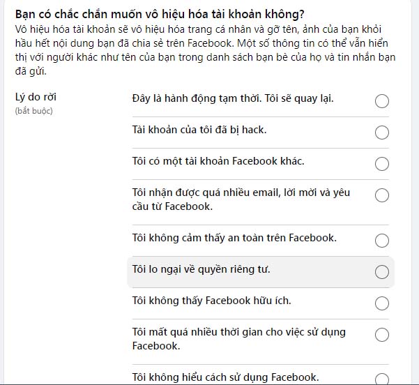 Cách khóa tài khoản Facebook tạm thời trên máy tính b2