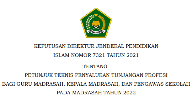 JUKNIS PENYALURAN TPG GURU MADRASAH TAHUN 2022