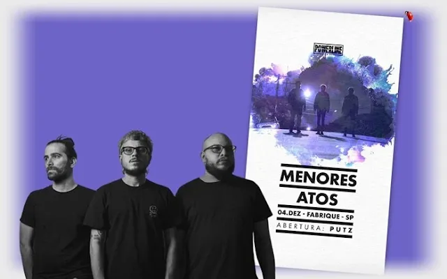 O retorno do trio carioca de rock alternativo menores atos aos shows com público acontece já neste sábado (4 de dezembro) em São Paulo. No Fabrique Club, a banda vai tocar as duas novas músicas, Breu e Muro (no streaming dia 3/12), além de canções do Animalia e Lapso.