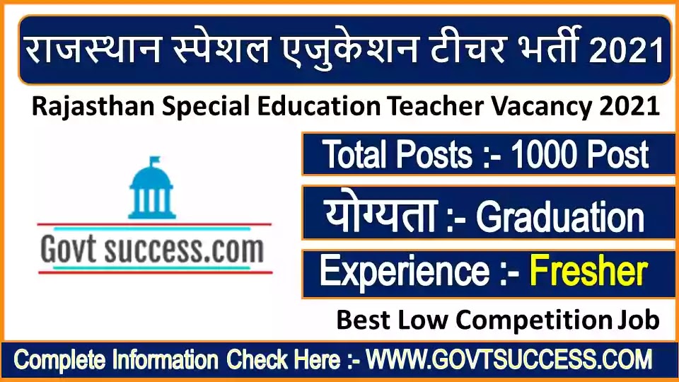 RajasthanSpecialEducationTeacherVacancy2021