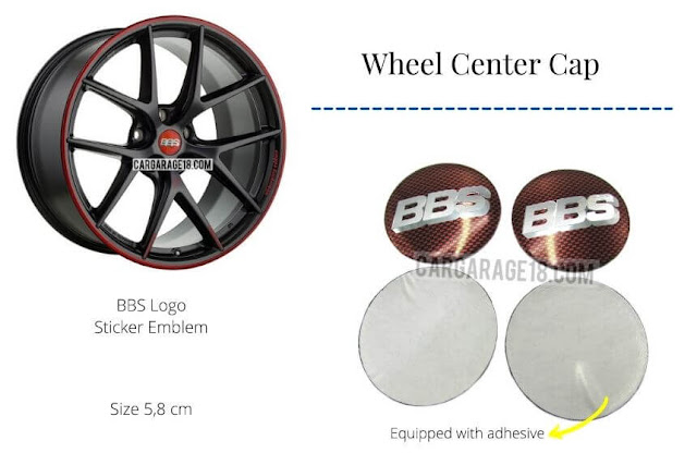 Silver Red Carbon BBS Logo Wheel Center Cap Size 58mm - Sticker Emblem