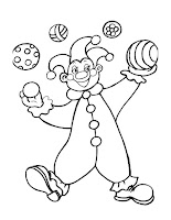 Clown juggling coloring page for kids