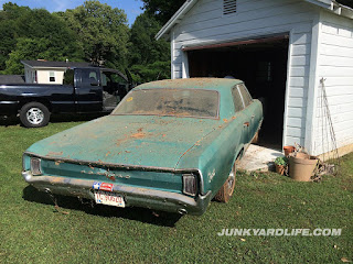 Dusty 1966 Pontiac Tempest pulled from garage after 28 years.