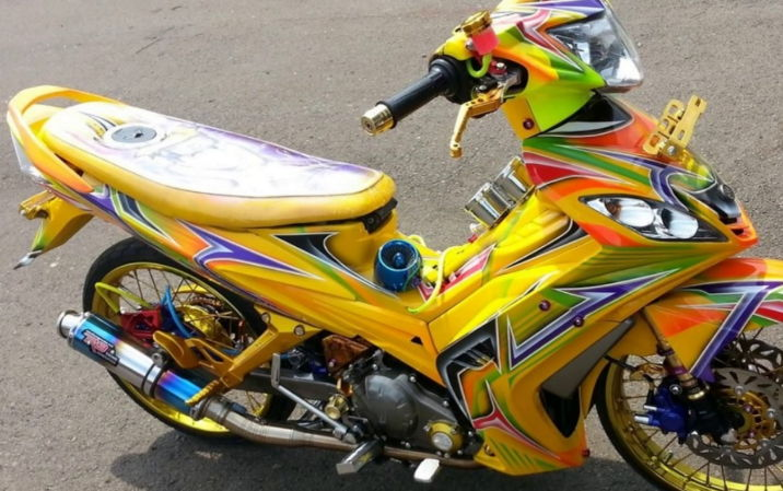Modifikasi Jupiter MX Airbrush ban cacing ceper kuning