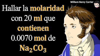 Calcular la molaridad de 20 ml que contienen 0.0070 moles de Na2CO3.