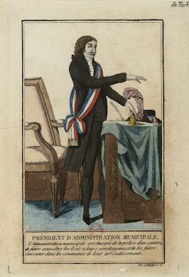 gravure ancienne 1796-1799 président d'assemblée municipale