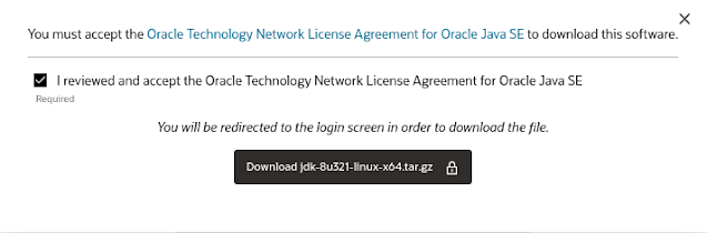 accept the Oracle Technology Network License Agreement for Oracle Java OpenJDK8 to download