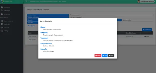 Hospital's Patient Records Management System