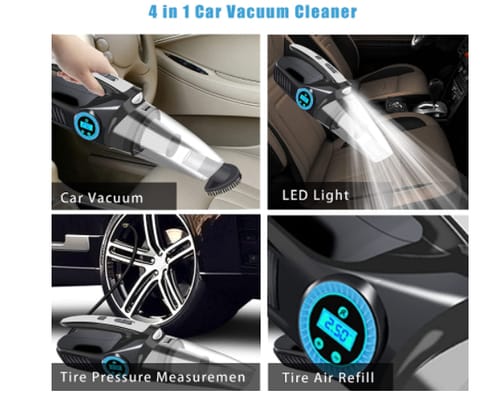 Teppdfann 4-in-1 Car Vacuum Cleaner with Tire Inflator