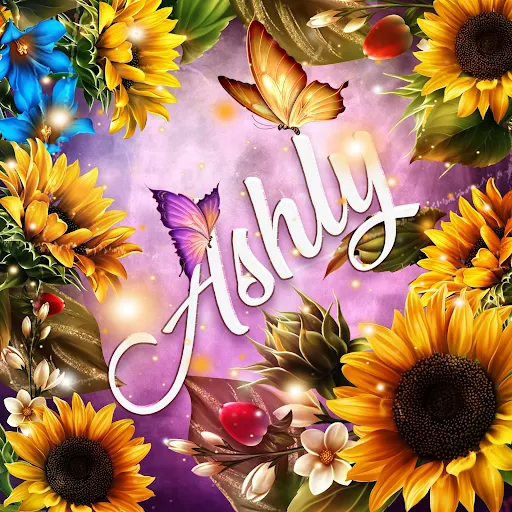 imágen con el nombre arely con fondo de girasoles y mariposas para descargar gratis