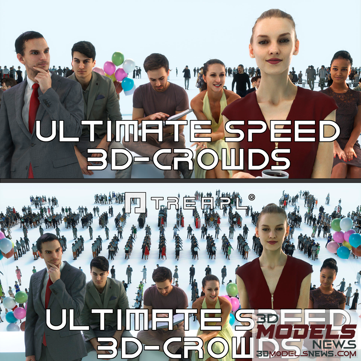 3D People Crowds Model Ultimate Speed Solution Low-poly