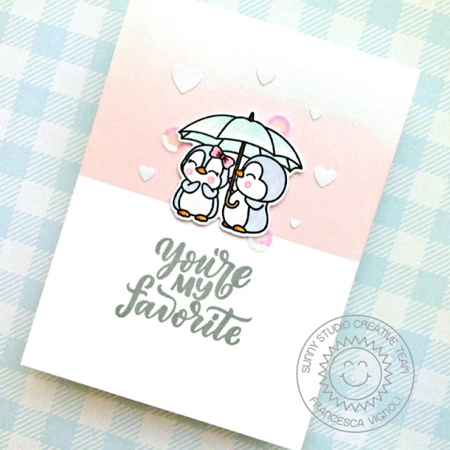 Sunny Studio Stamps: Lovey Dovey Card by Franci Vignoli (featuring Passionate Penquins)