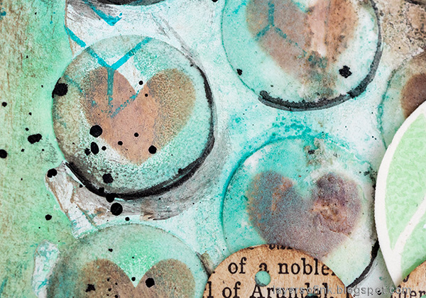 Layers of ink - Hearts Mixed Media Art Journal Page Tutorial by Anna-Karin Evaldsson.