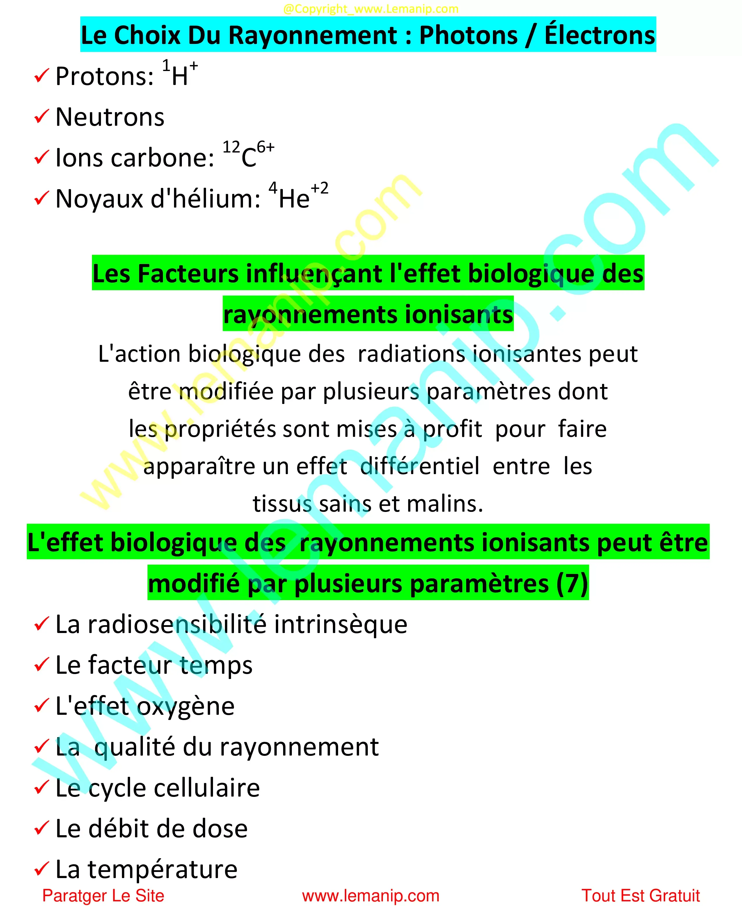 Le Choix Du Rayonnement : Photons / Électrons