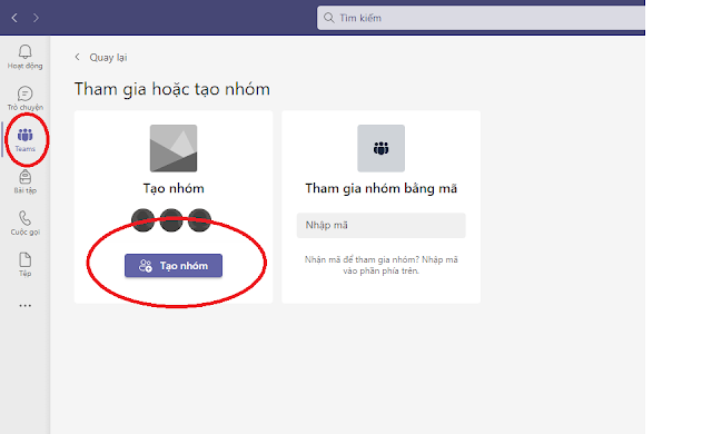 Tạo lớp học trên Microsoft Team