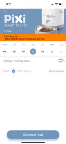 Catit pixi smart feeder app screenshot