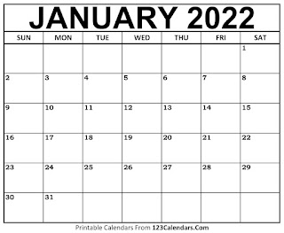 Free Printable Calendar January 2022