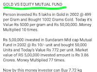 GOLD VS EQUITY MUTUAL FUND  தங்கம் வெர்சஸ் ஈக்விட்டி மியூச்சுவல் ஃபண்ட் எது சிறந்த முதலீடு