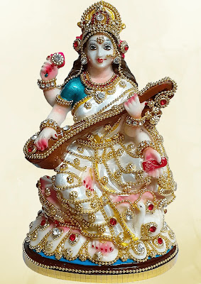 Goddess Saraswati Idol - Vasant Panchami Decoration Ideas For Home