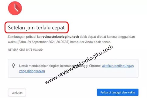 setelan jam terlalu cepat di chrome