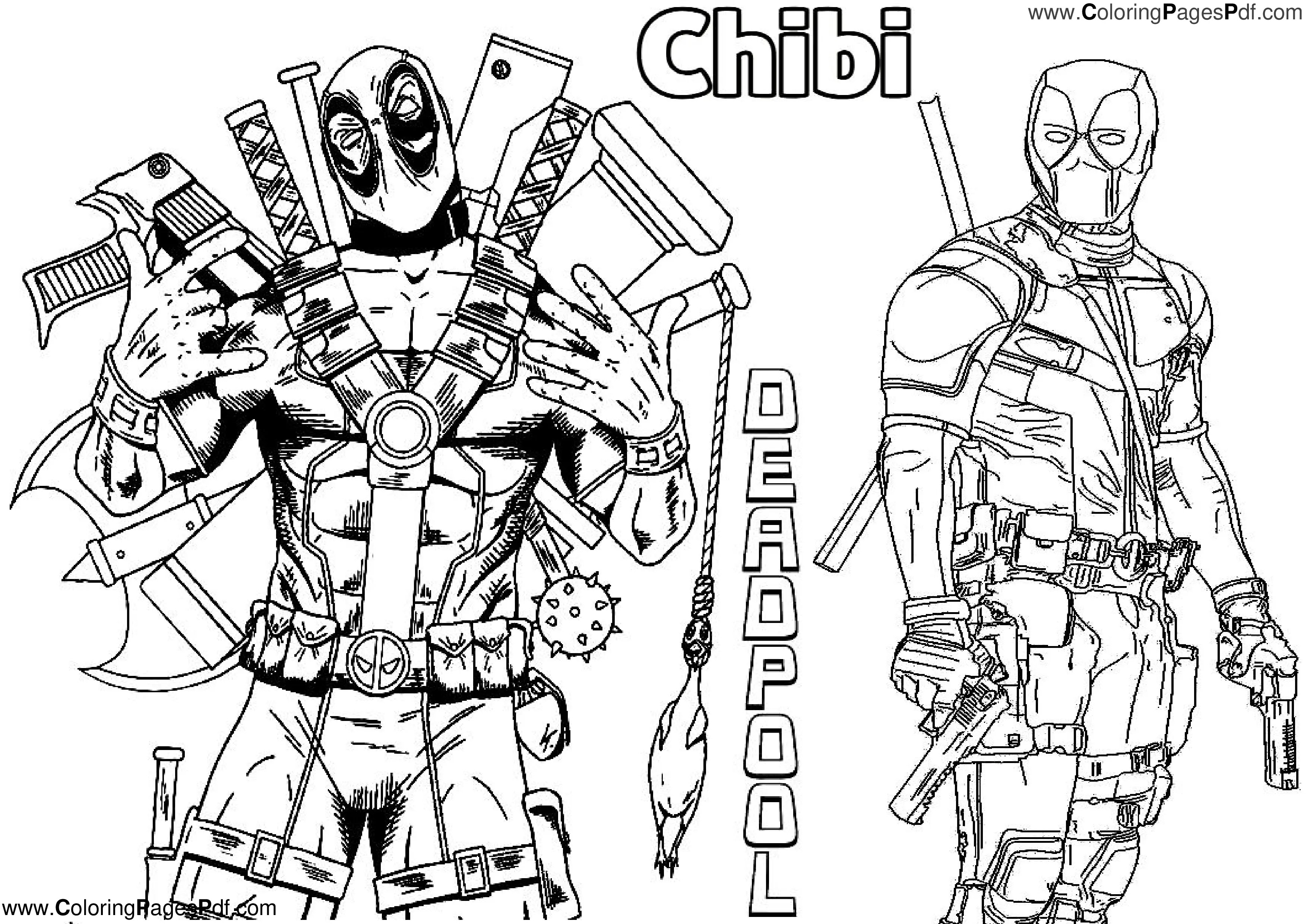 Chibi deadpool coloring pages