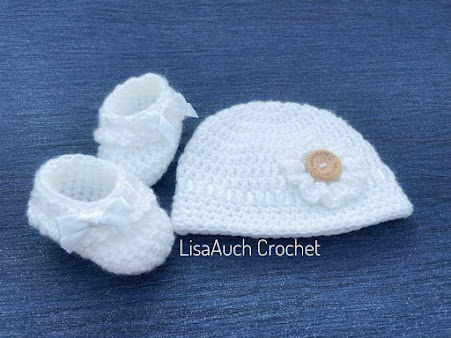 Crochet newborn baby hat and booties set free patterns