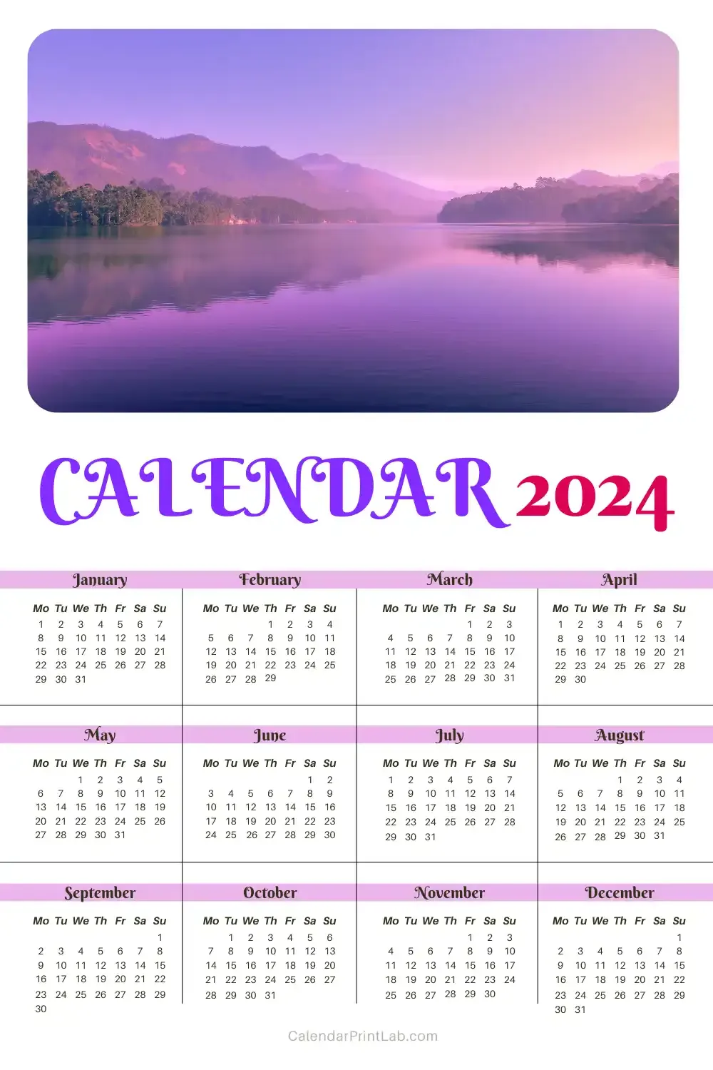 Free Printable Vertical Calendar 2024