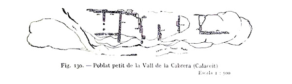 Plano del yacimiento del poblado pequeño de la Vall de la Cabrera (Calaceite)